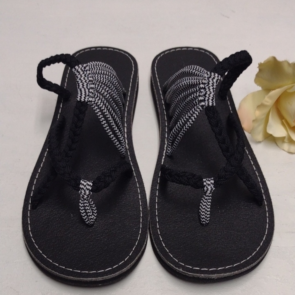 Stylish Black and White Women's Sandals Hippie,Beach,Boho, Bohemian.